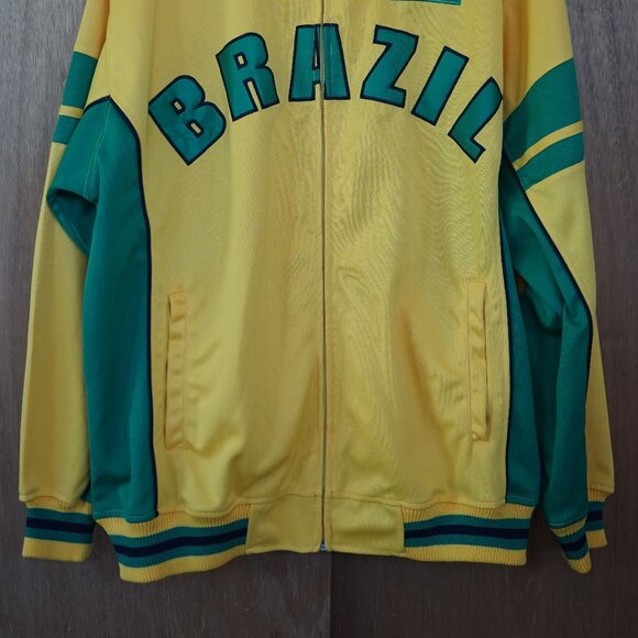 Vintage Trust USA Brazil Men's XL Embroidered Yellow/Green Jacket RN# 66591 - Picture 2 of 10